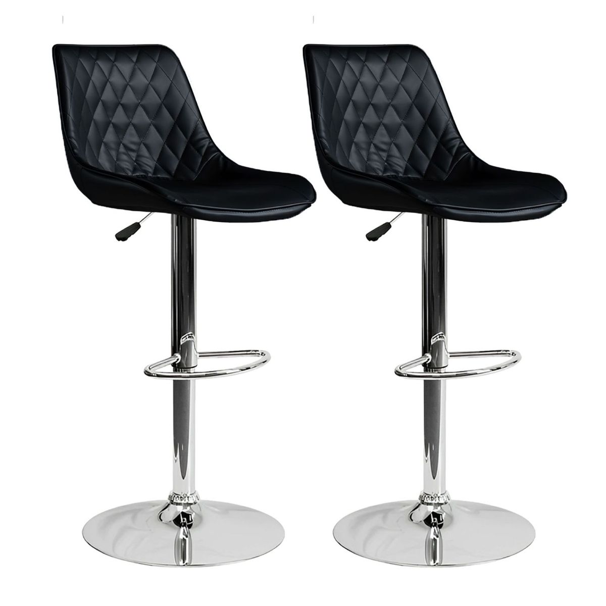 GENERICO - Set X2 Silla Bar Butaco Alta Giratoria Pvc Barra Cocina Refontario Negro