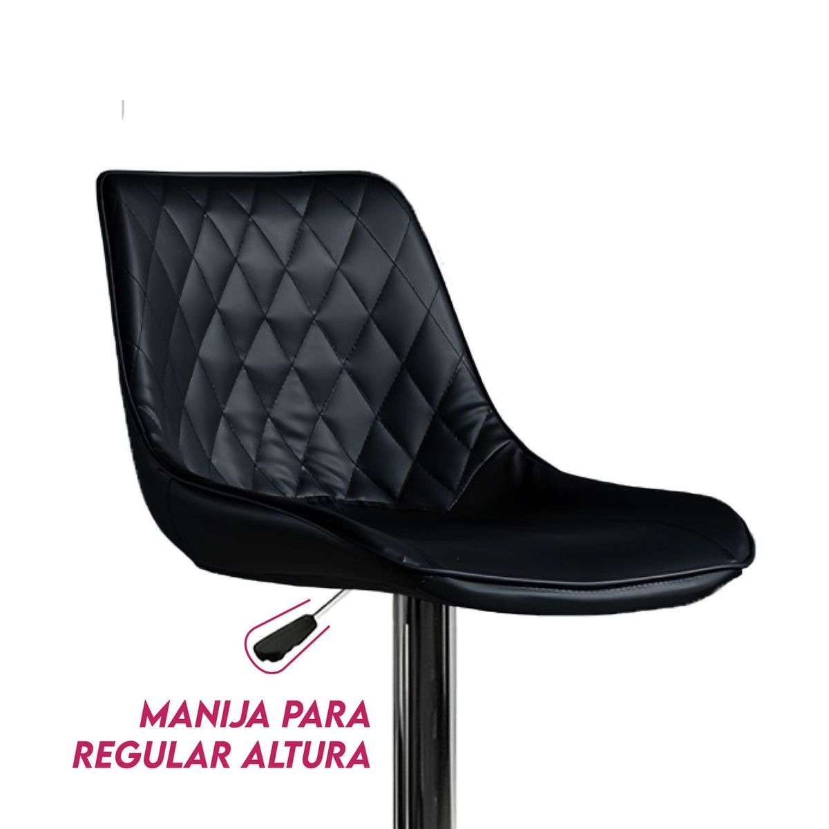 GENERICO - Set X2 Silla Bar Butaco Alta Giratoria Pvc Barra Cocina Refontario Negro