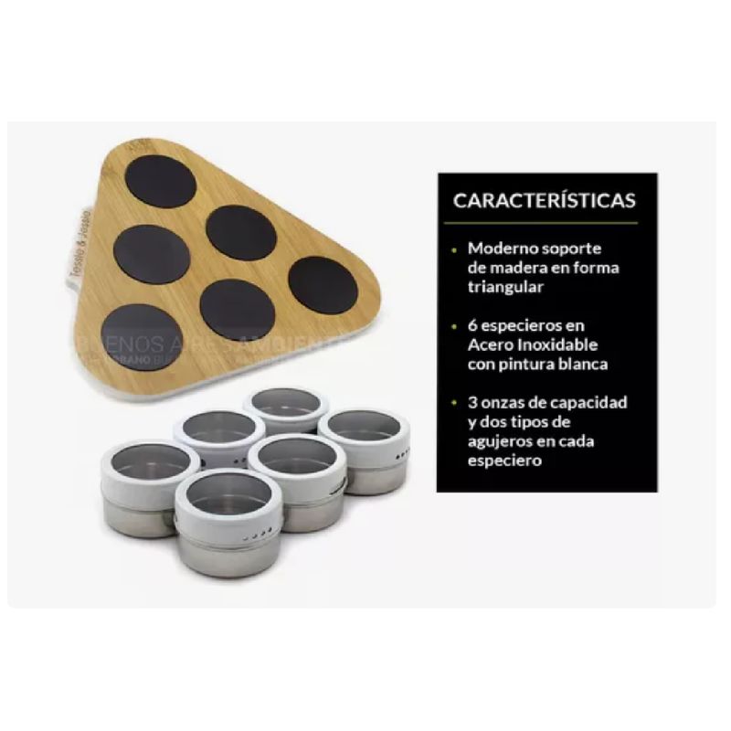 GENERICO - Organizador De Condimentos Especiero Magnético X6