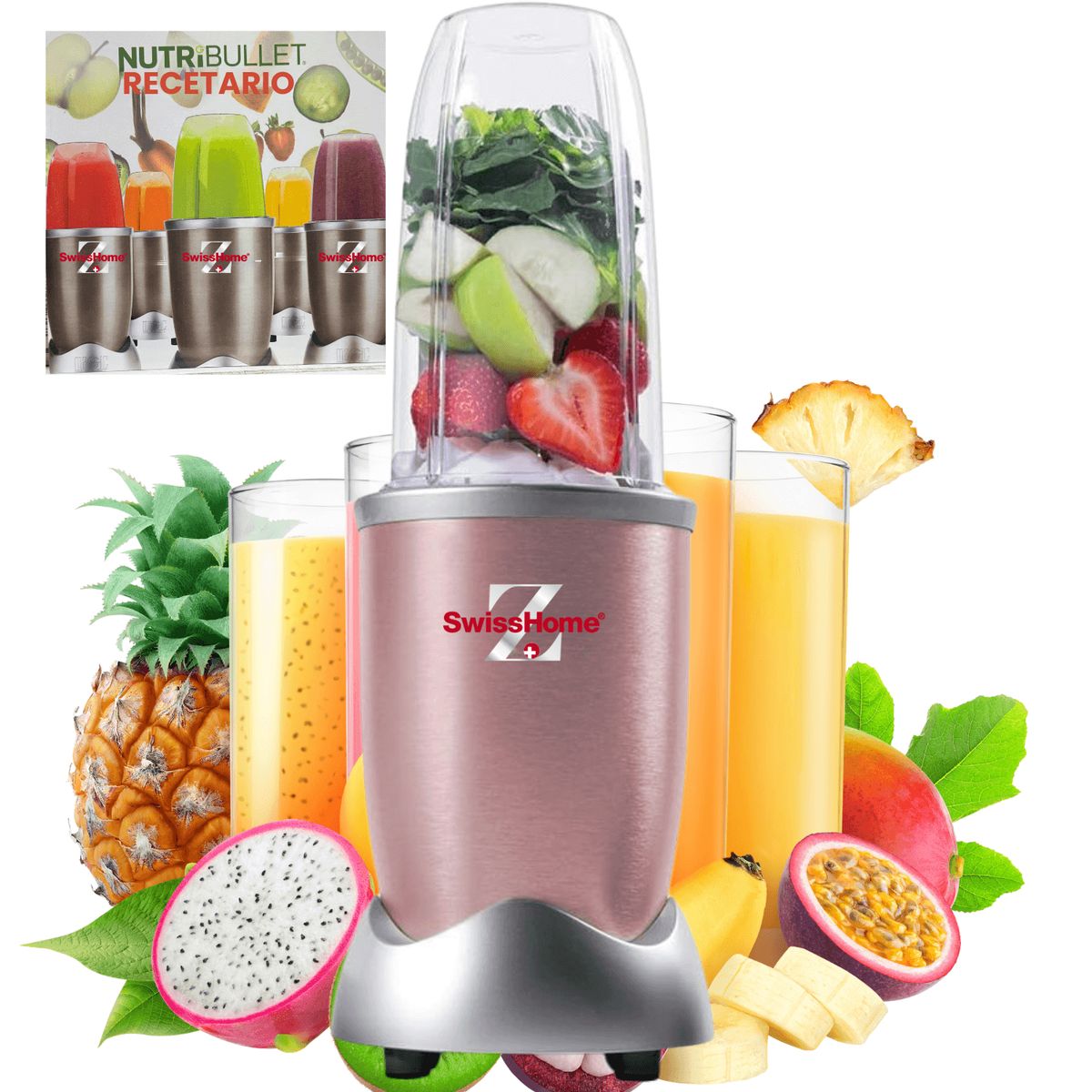 SWISSHOME - Extractor De Jugos Nutribullet Recetario Swisshome 900watts
