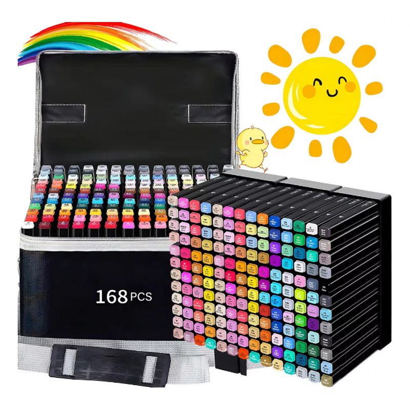 GENERICO - Set de Marcadores 168pcs Ideal para Arte Diseño y Dibujo