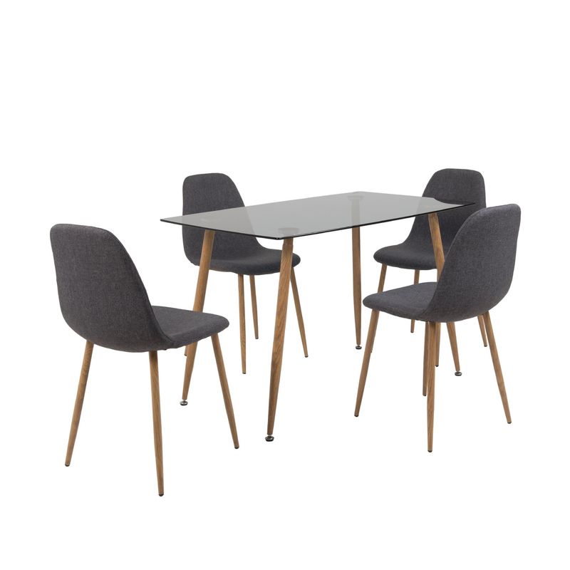 MUEBLES FIOTTI - Juego de comedor 4 Puestos Vidrio Oscuro Rudy Gris