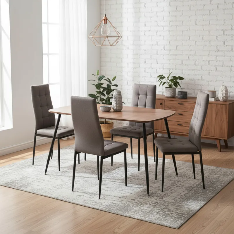 MUEBLES FIOTTI - Juego de comedor 4 Puestos Madera Gris