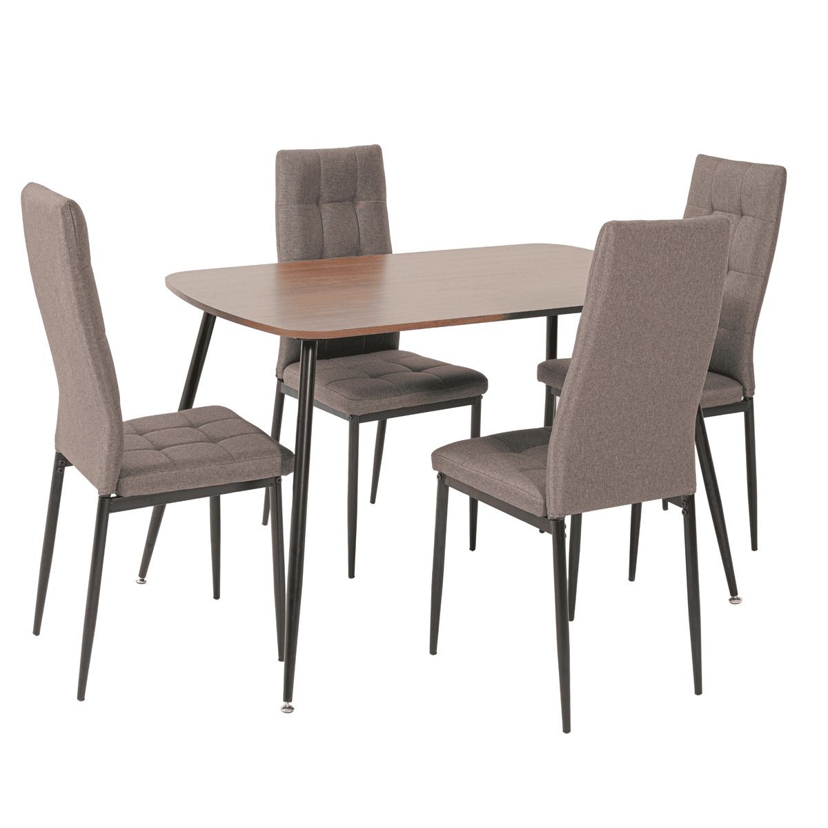 MUEBLES FIOTTI - Juego de comedor 4 Puestos Madera Gris