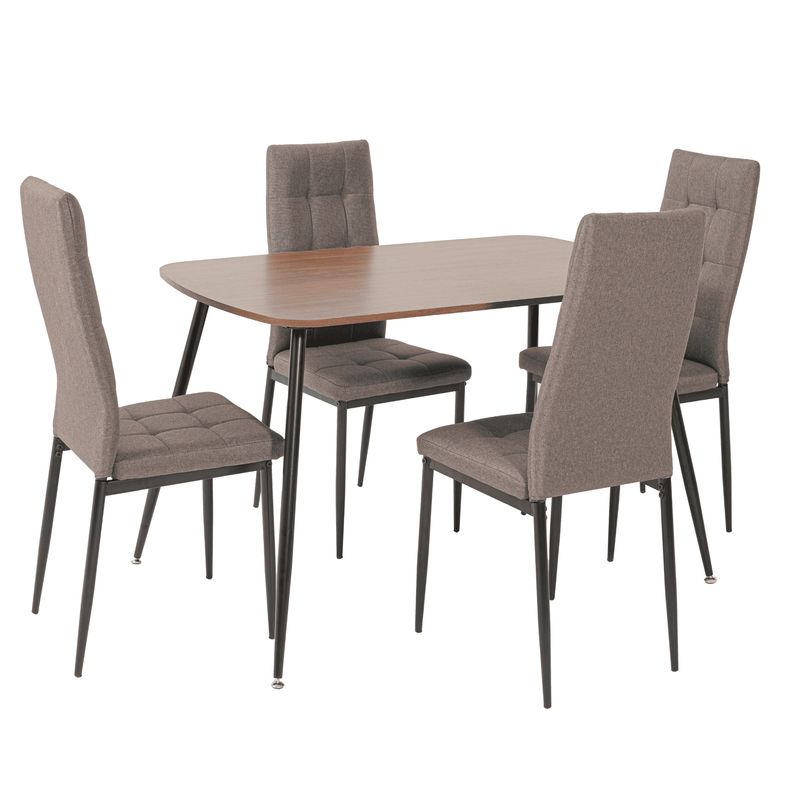 MUEBLES FIOTTI - Juego de comedor 4 Puestos Madera Gris Nataniel