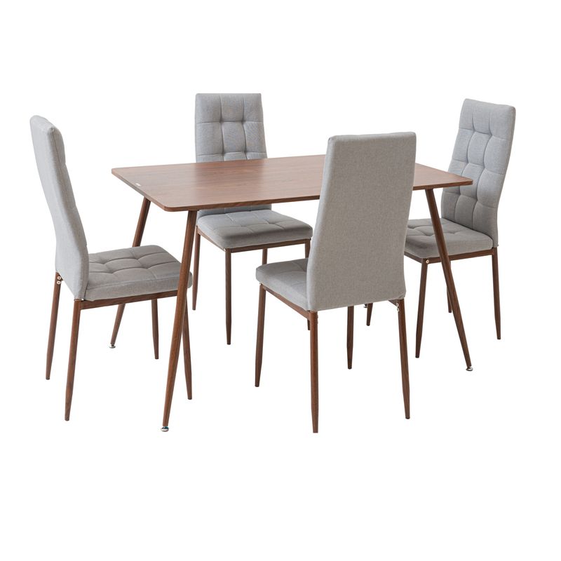 MUEBLES FIOTTI - Juego de comedor 4 Puestos Acero Caoba Gris Najun