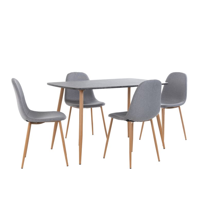 MUEBLES FIOTTI - Juego de comedor 4 Puestos Acero Gris Warata