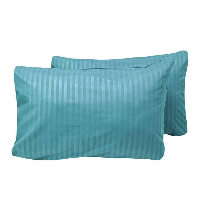 HOMETEX - PAR DE FUNDAS DE ALMOHADAS TURQUESA SOLOFONDO  MICROFIBRA 5070