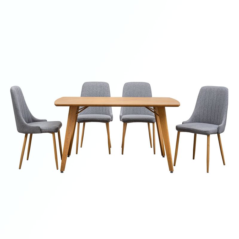 MUEBLES FIOTTI - Juego de comedor 6 Puestos Acero Mostaza Gris Weibe