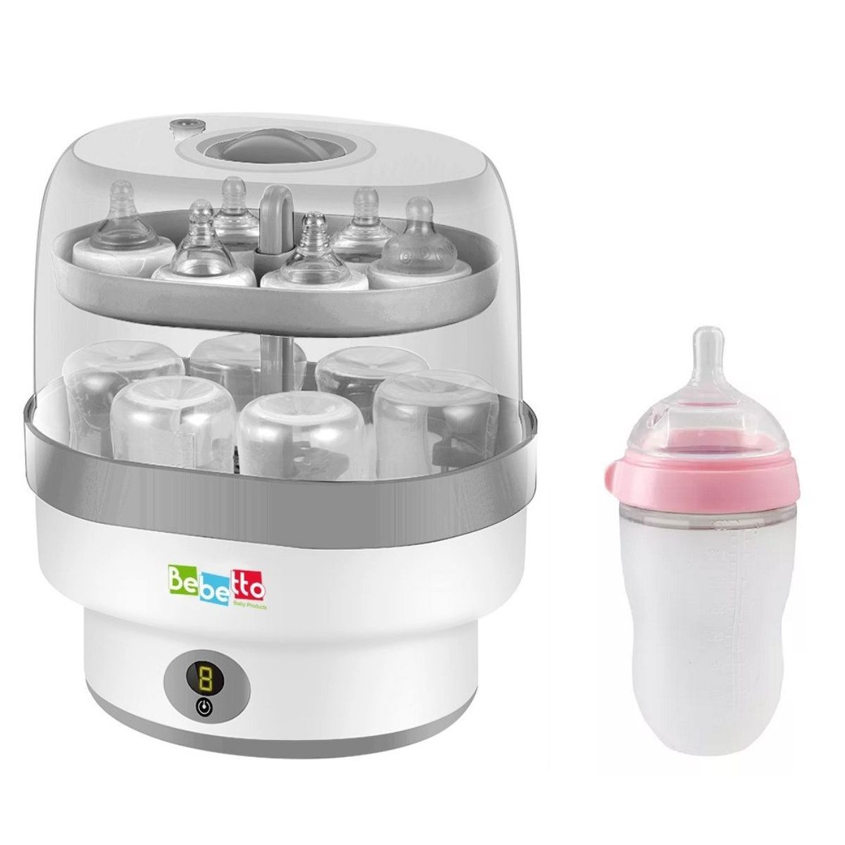 BEBETTO - Esterilizadora + Tetero Silicona 8 Onz