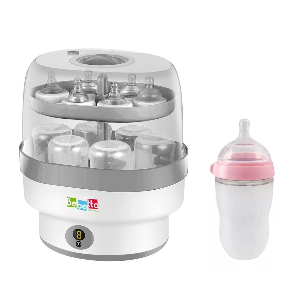 BEBETTO - Esterilizadora + Tetero Silicona 8 Onz