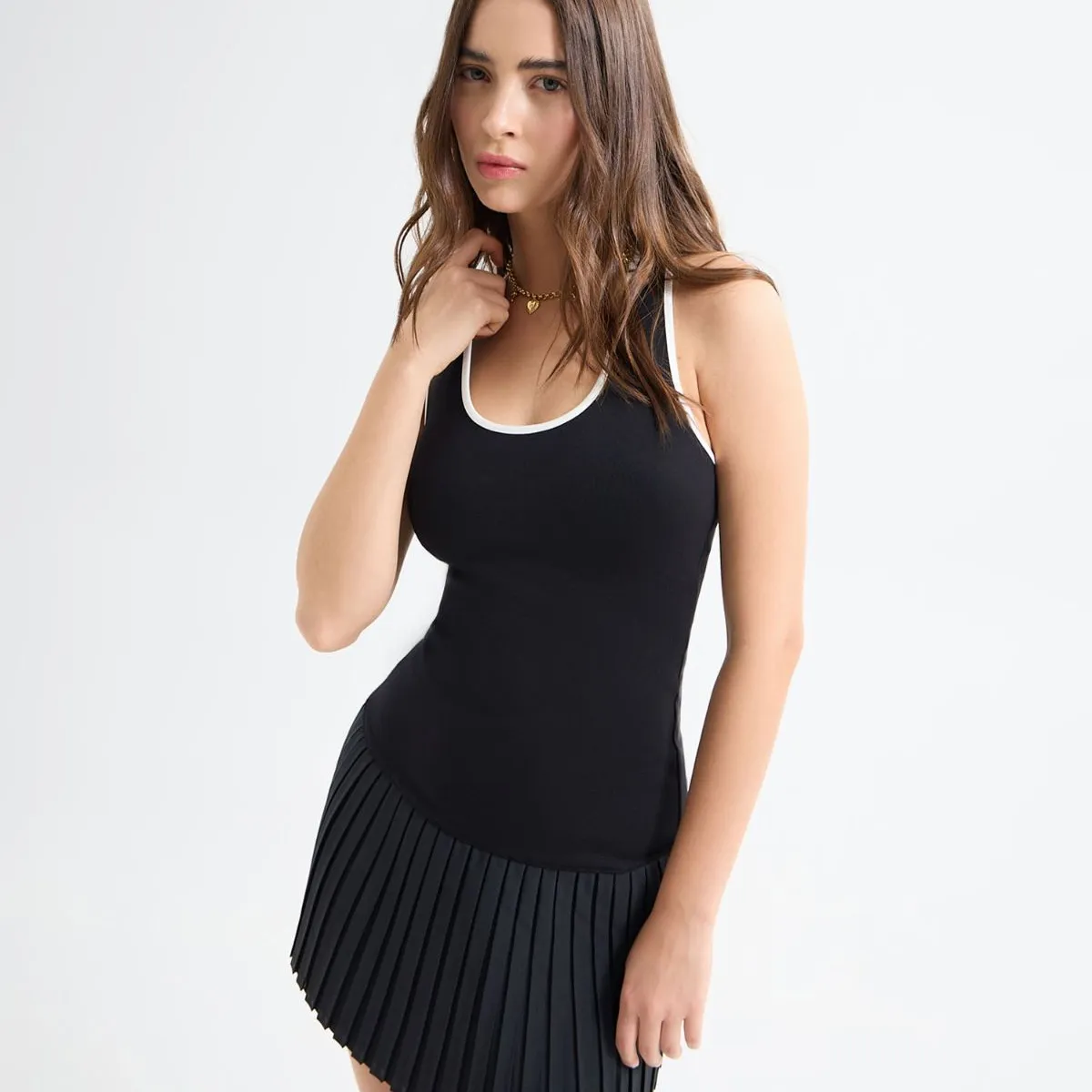 SEVEN SEVEN - Vestido Corto Manga Sisa  Para Mujer Negro Seven Seven