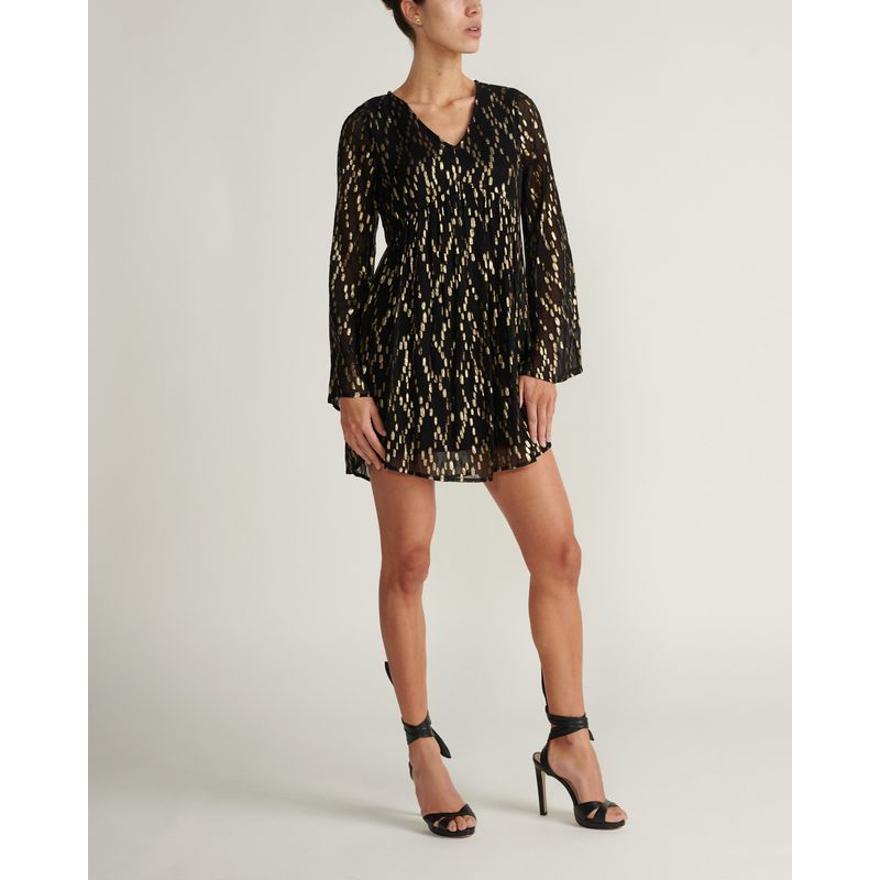 CHERIE - Vestido v neck mini dorado negro CHERIE Multicolor ED18011VZBLACKGOLD