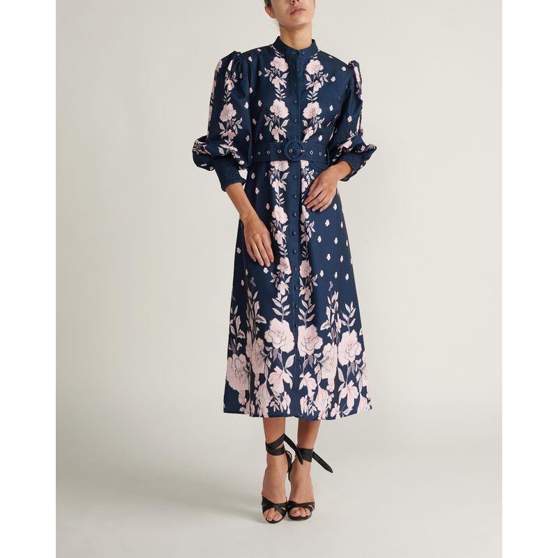 CHERIE - Vestido largo manga larga azul oscuro CHERIE Multicolor KC3143NAVY