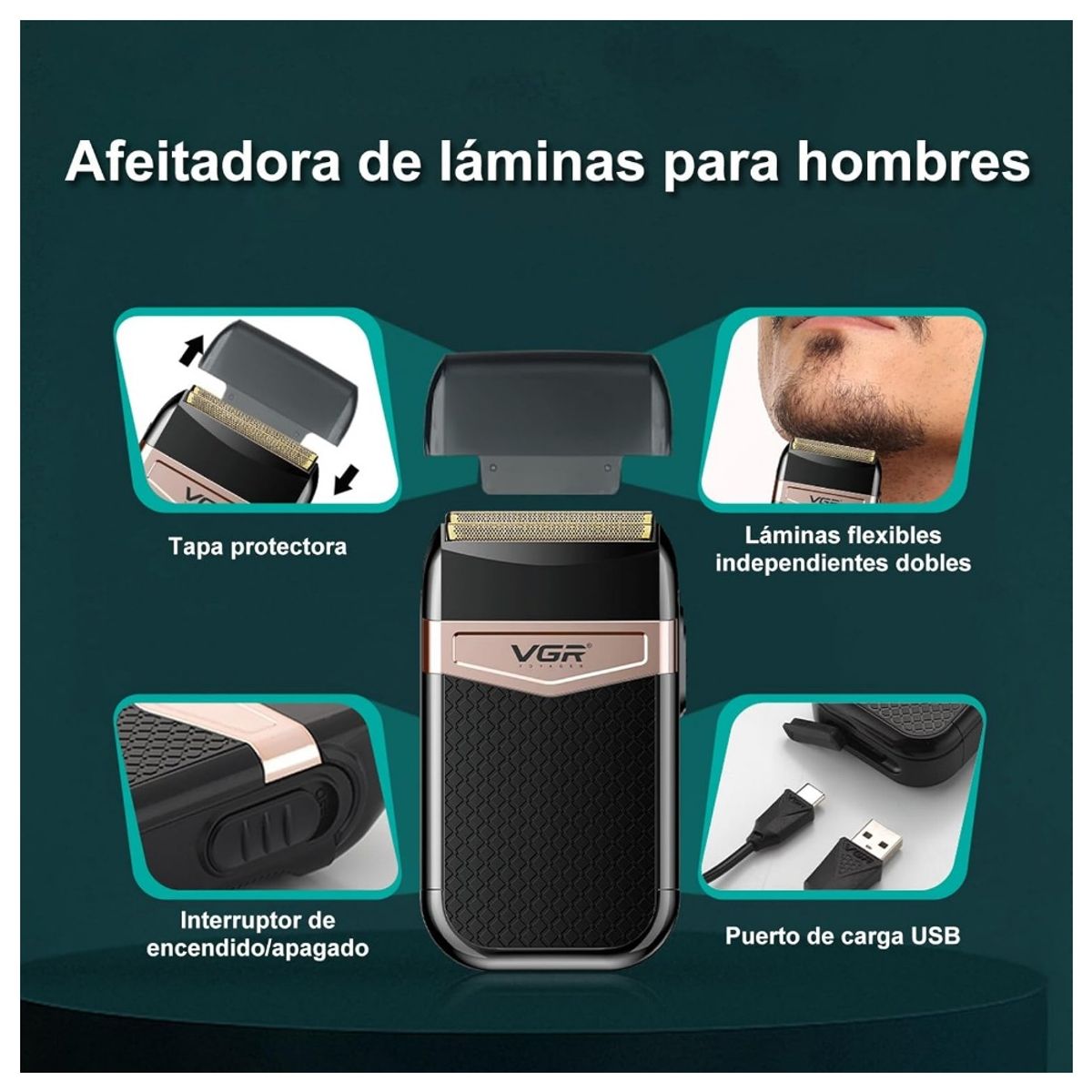 VGR - Afeitadora Shaver Corta Barba Recargable Vgr V-331