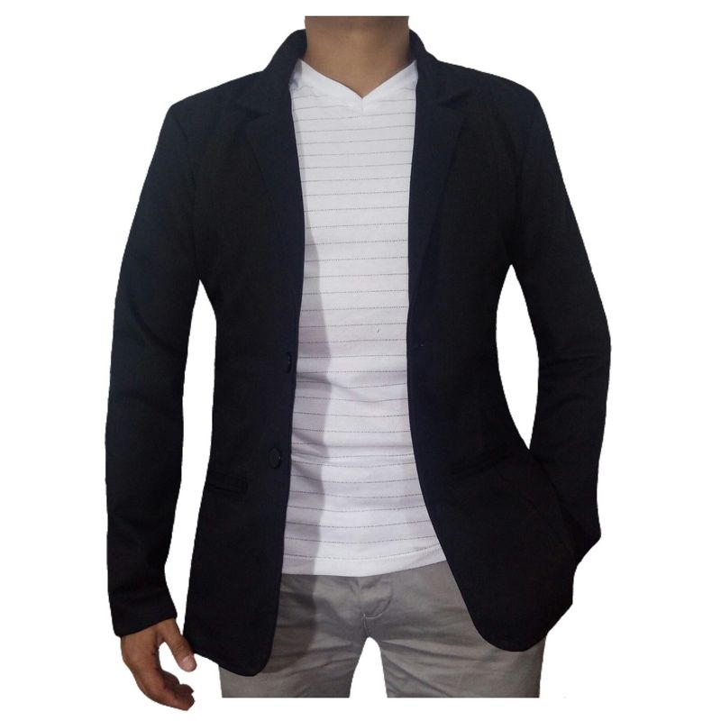 MODA EN CIRCUITO - Chaqueta, Bleiser en Dril Para Hombre  SIN CODERAS, TOTALMENTE  NEGRO.