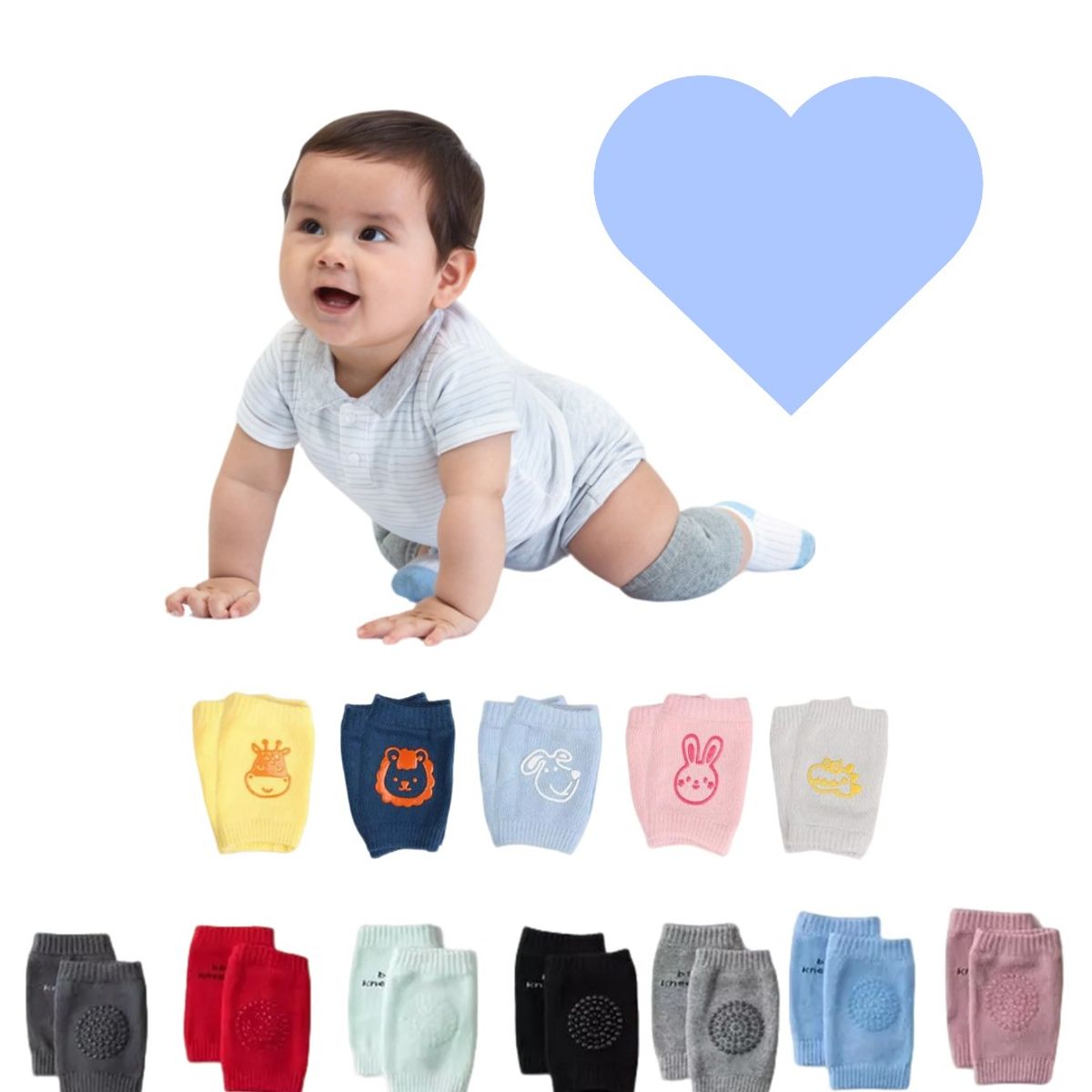 GENERICO - Rodillera Bb X3 Pares Para Gatear Colores Surtidos Bebe