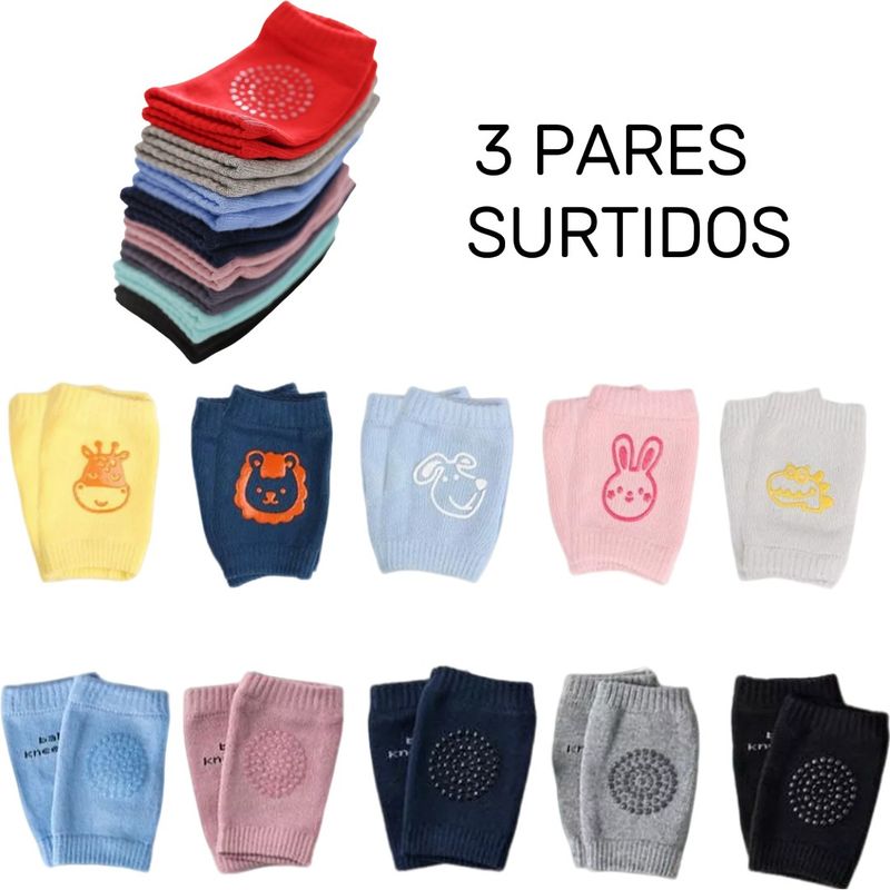 GENERICO - Rodillera Bb X3 Pares Para Gatear Colores Surtidos Bebe