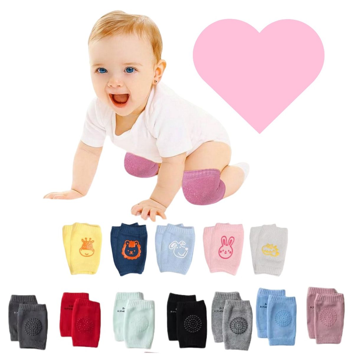 GENERICO - Rodillera Bb X3 Pares Para Gatear Colores Surtidos Bebe