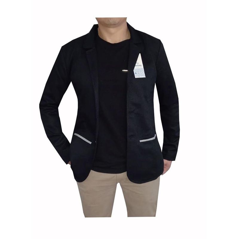 MODA EN CIRCUITO - Chaqueta Tipo Bleiser en Dril Para Hombre SIN CODERAS NEGRO