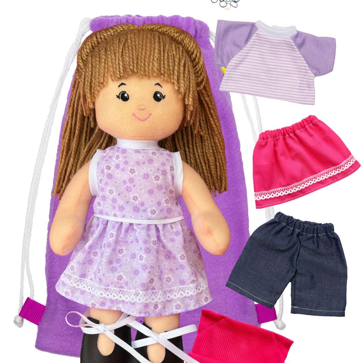 GENERICO - Muñeca de trapo didáctica 37cm con ropita intercambiable