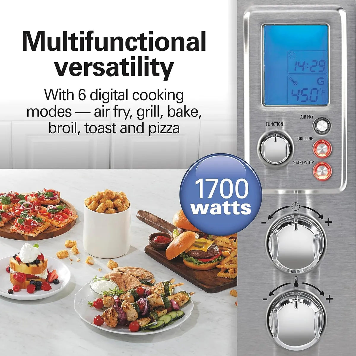 HAMILTON BEACH - Horno Tostador y Freidora de Aire 6 en 1 Hamilton Beach 28 L
