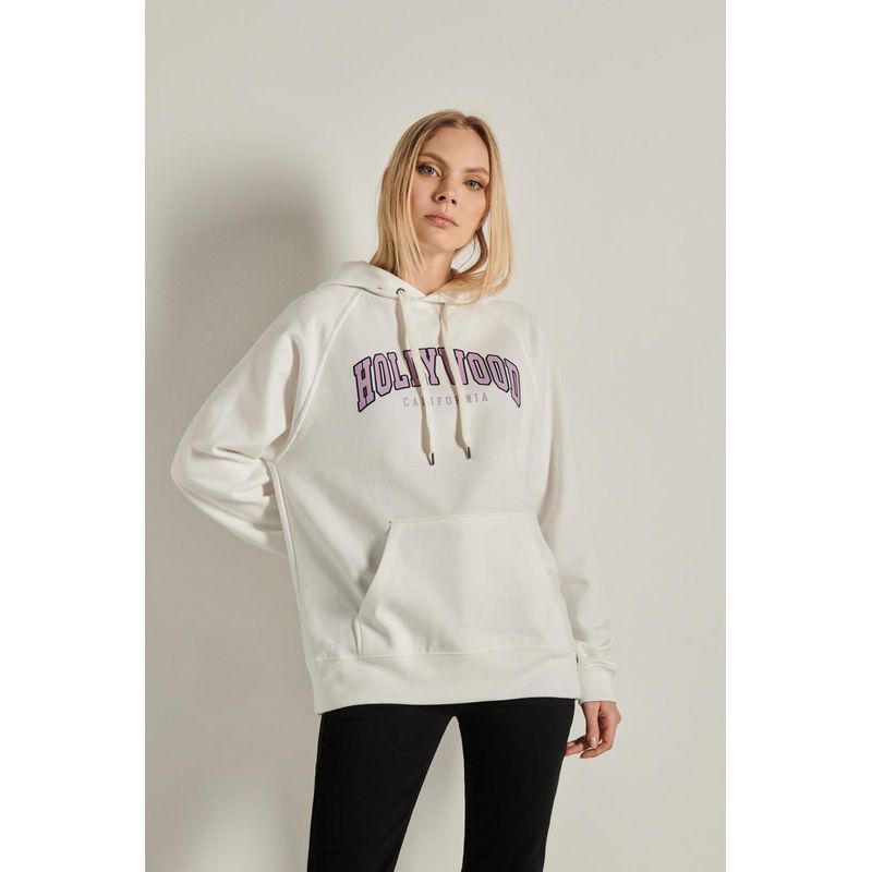 KOAJ - KOAJ Buzo unicolor con capota y diseño college de Hollywood MUJER