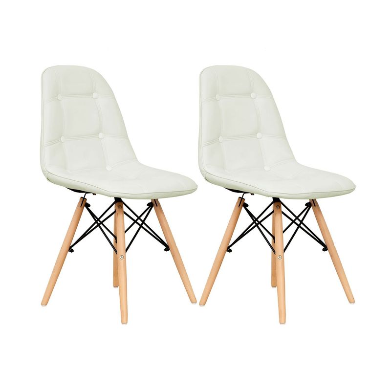 DIMATEX LEON - Set x2 Silla Decor Mueble Sala Comedor Dormitorio Refcarmen Blanco