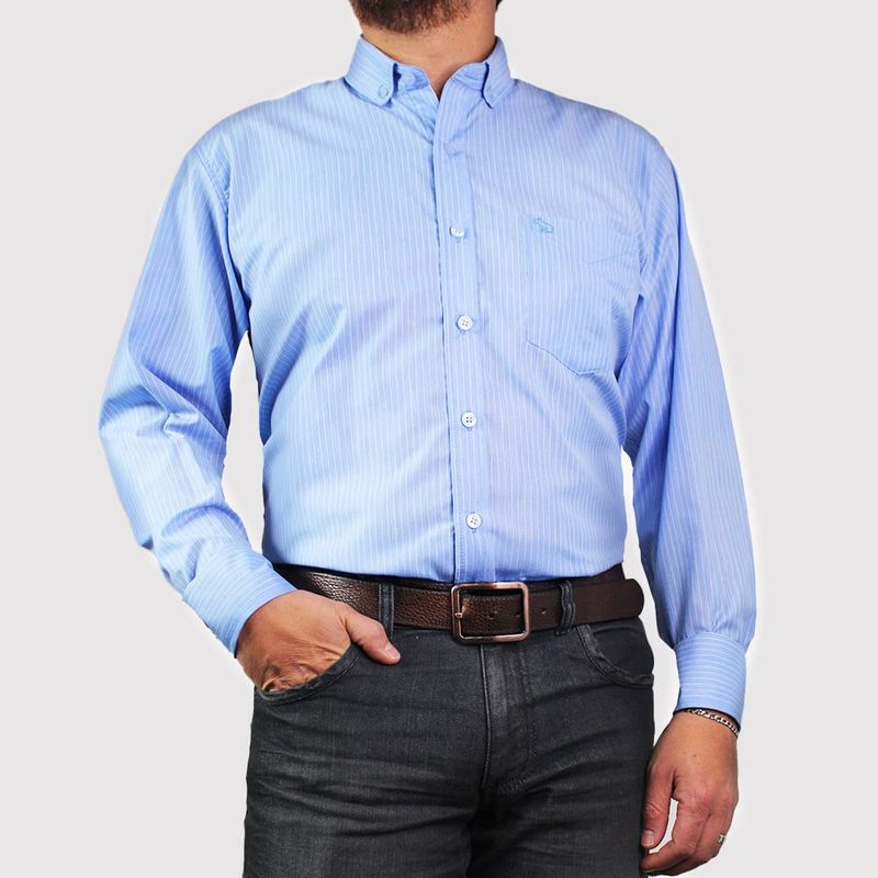 LEC LEE - Camisa Casual De Hombre Lec Lee Azul
