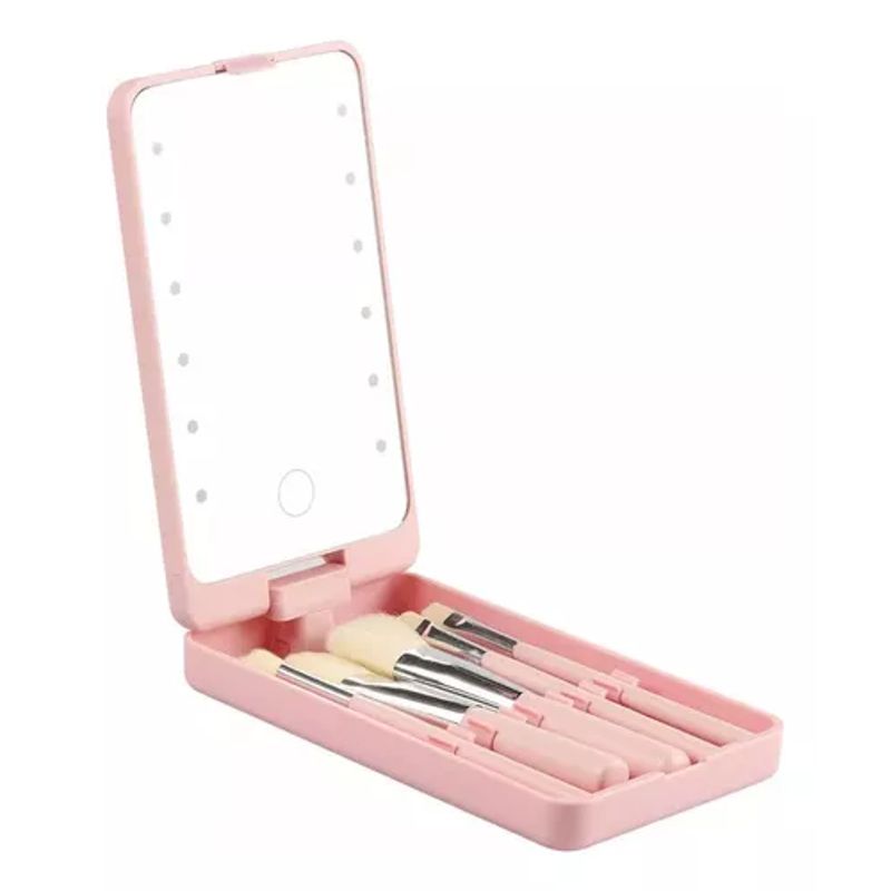 GENERICO - Espejo Led Maquillaje Giratorio Caja Almacenamiento Brochas