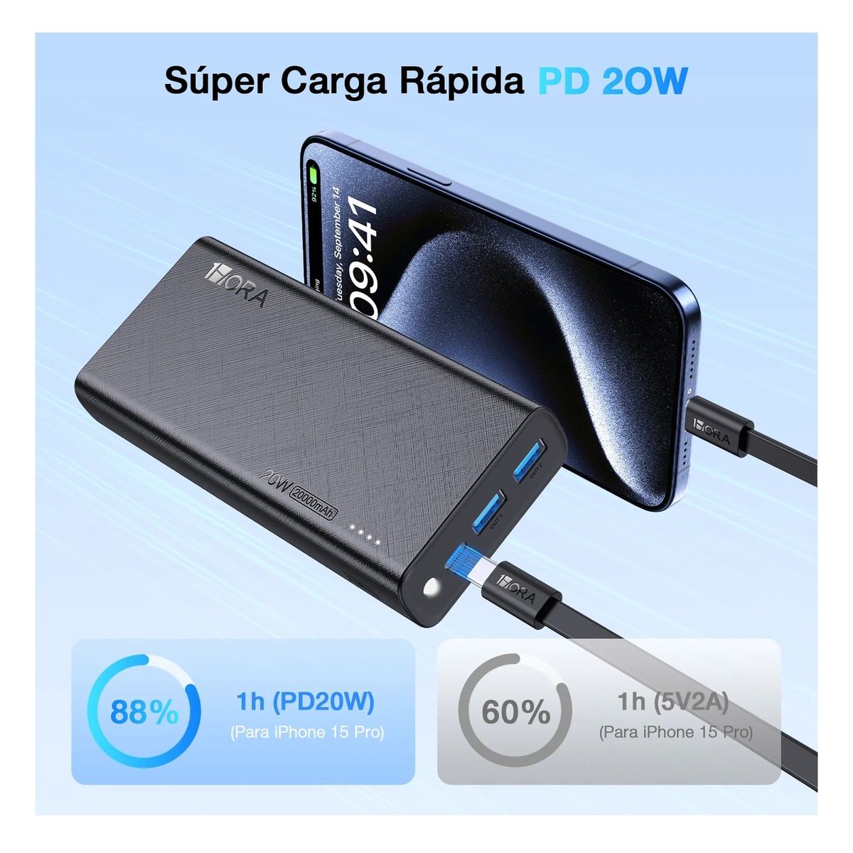 1 HORA - Power Bank 20000mAh GAR158 1HORA