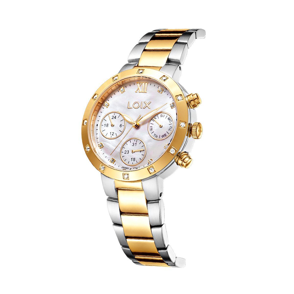 LOIX - Reloj  Mujer LA2141D-3 Plateado con dorado, tablero plateado