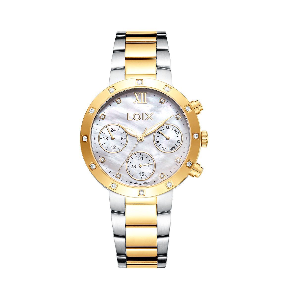 LOIX - Reloj  Mujer LA2141D-3 Plateado con dorado, tablero plateado