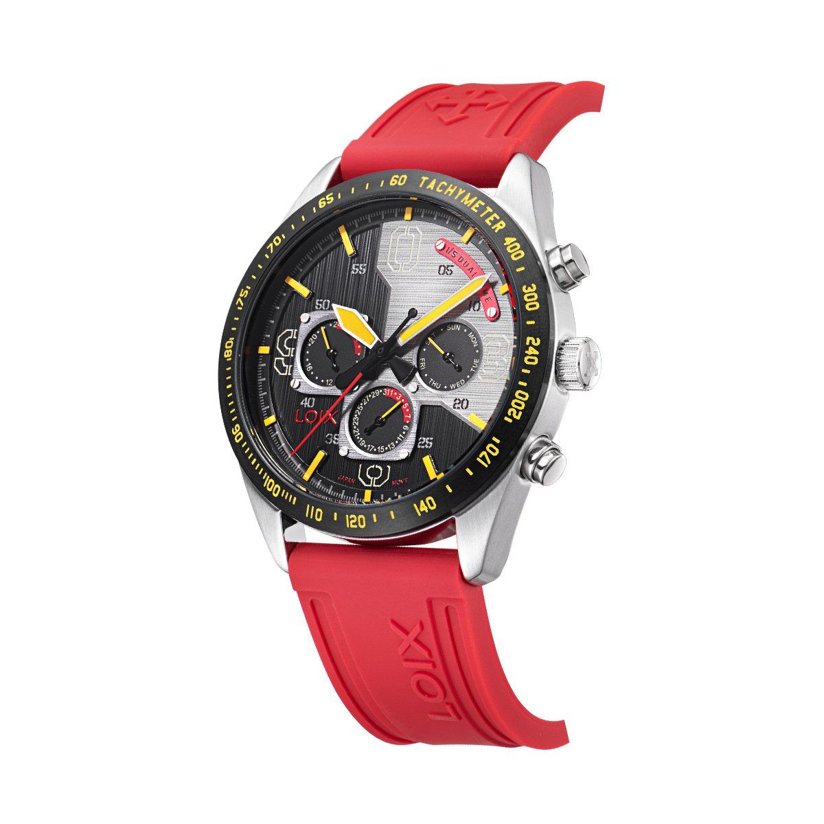 LOIX - Reloj hombre L2132-1 rojo con plateado tablero bicolor