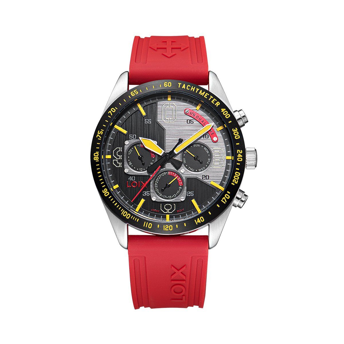 LOIX - Reloj hombre L2132-1 rojo con plateado tablero bicolor