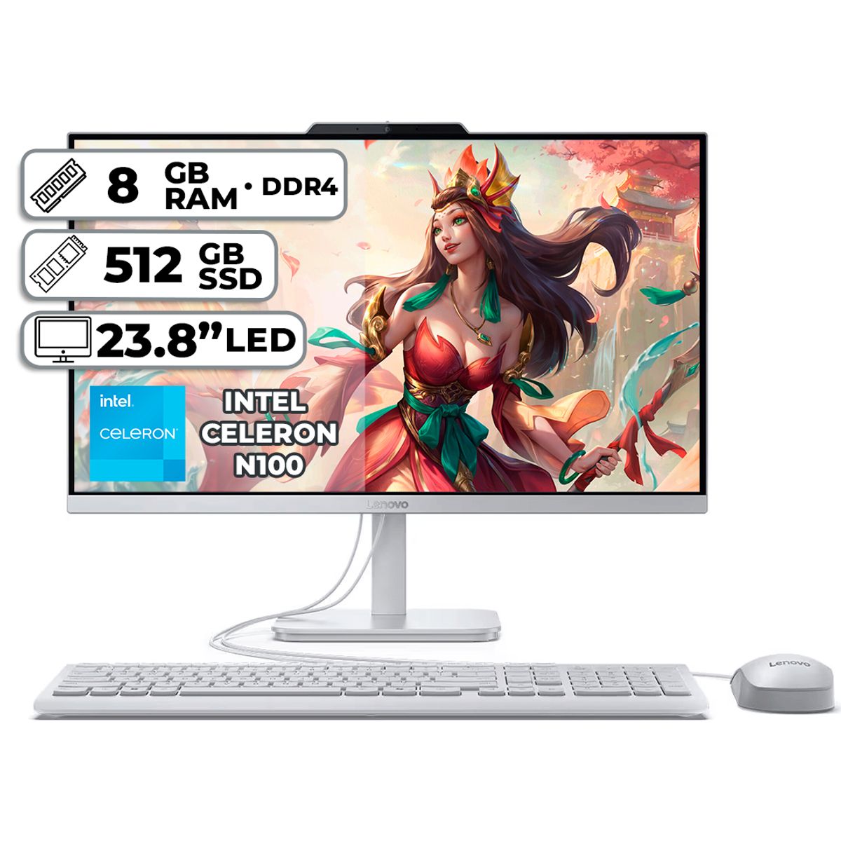 LENOVO - TODO EN UNO LENOVO AIO A100 INTEL CELERON N100 8GB RAM 512GB SSD 238 LED