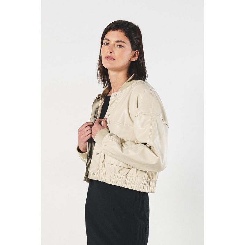 KOAJ - KOAJ Chaqueta bomber tipo crop  en efecto piel en tonos  unico MUJER