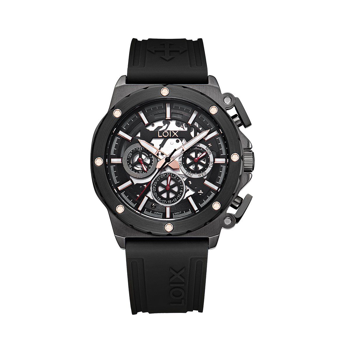 LOIX - Reloj hombre L2133-3 Negro con pavonado negro tablero negro