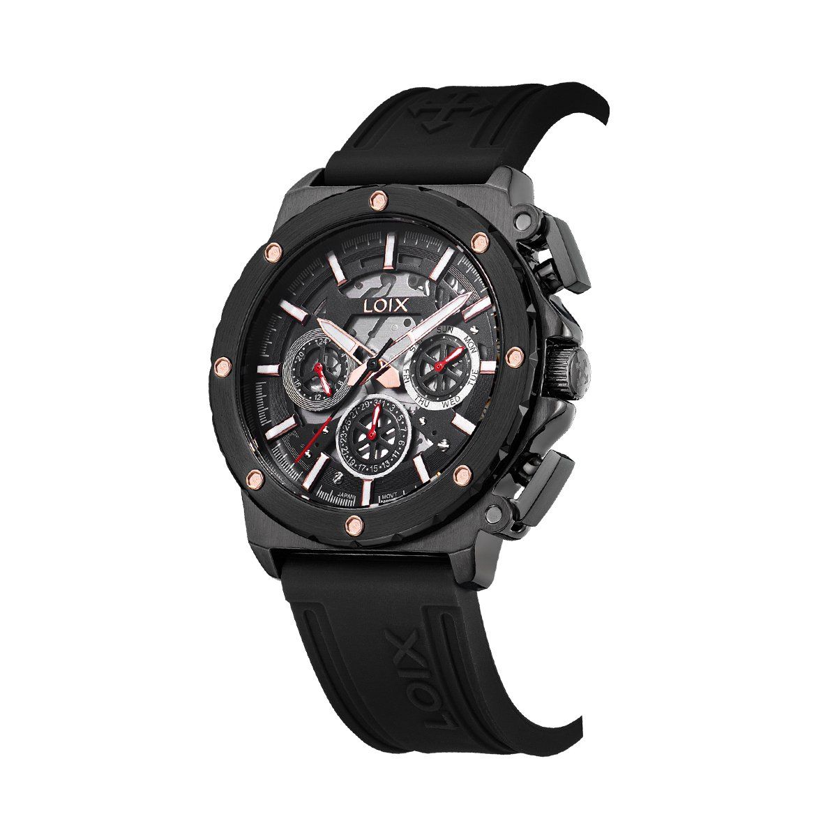 LOIX - Reloj hombre L2133-3 Negro con pavonado negro tablero negro