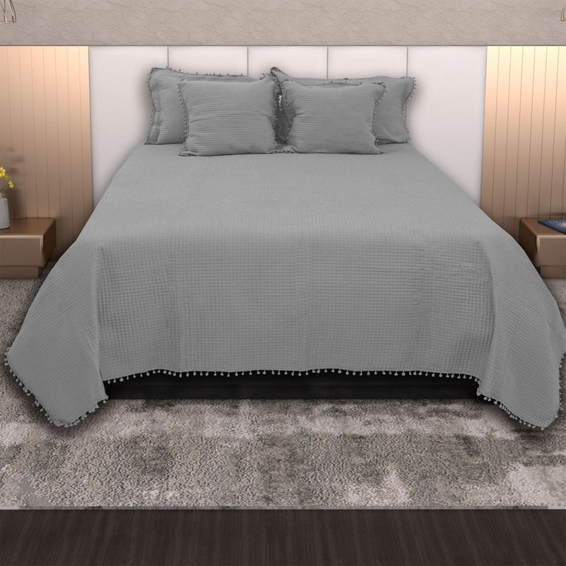 HOMETEX - TENDIDO ZARE FULL QUEEN GRIS