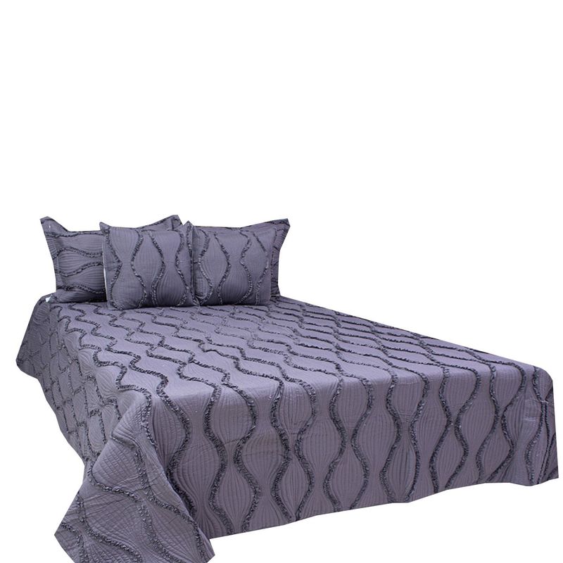 HOMETEX - TENDIDO PASSWORD ONDAS FULLQUEEN DOBLE FAZ GRIS - BLANCO