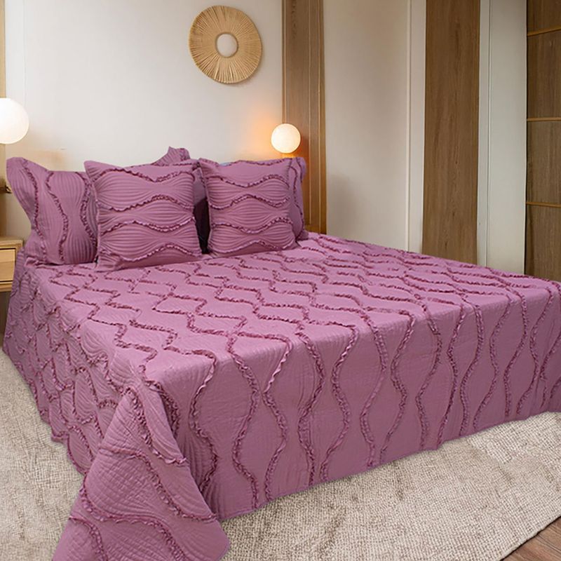 HOMETEX - TENDIDO PASSWORD ONDAS FULLQUEEN DOBLE FAZ ROSADO -AZUL