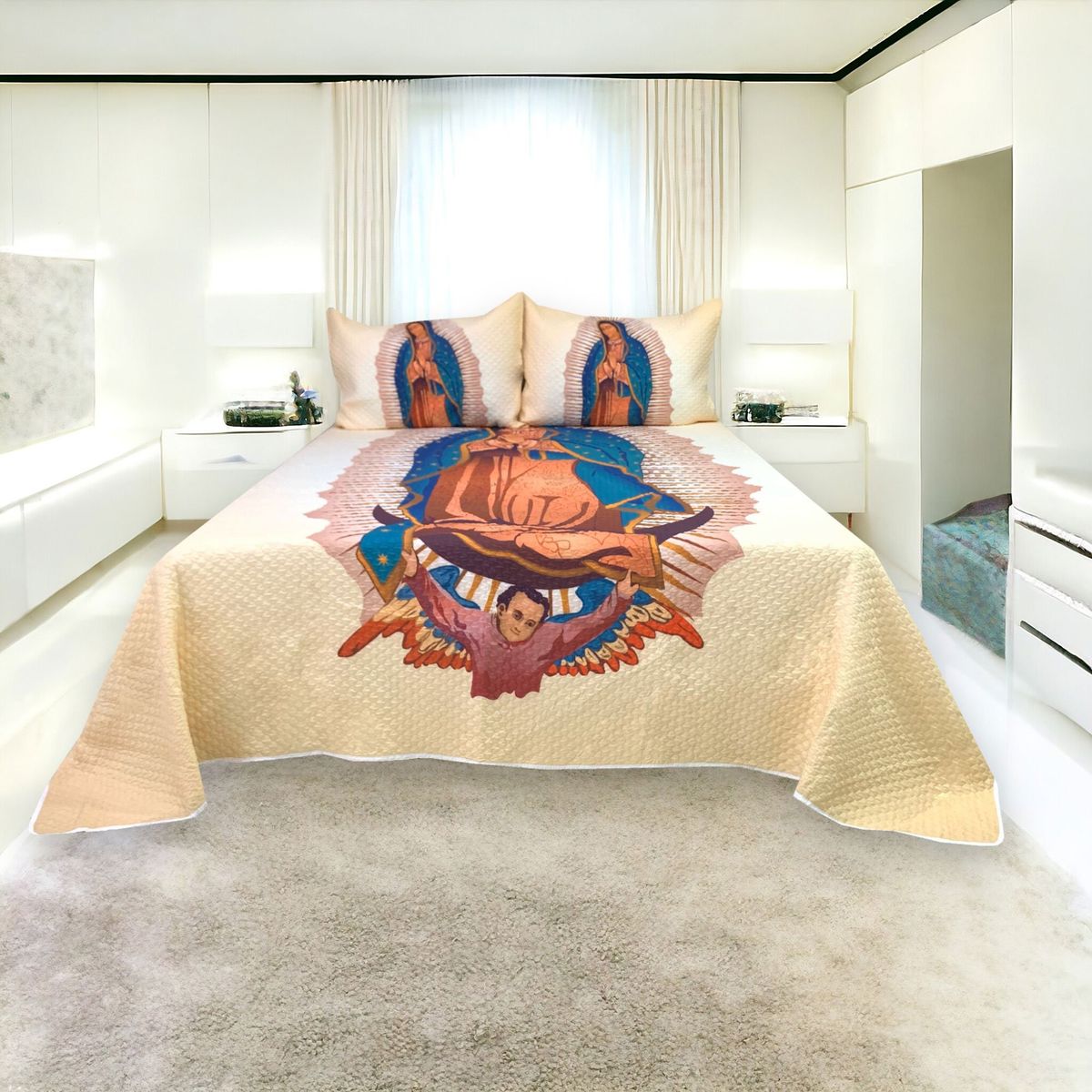 HOMETEX - TENDIDO AMAIA   FULL QUEEN DISEÑO VIRGEN GUADALUPE