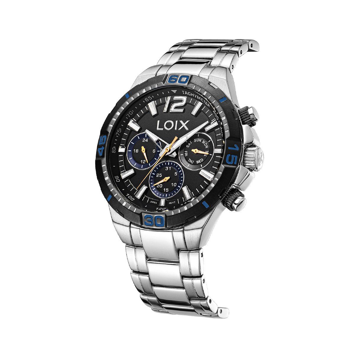 LOIX - Reloj hombre L2134-1 plateado con tablero negro