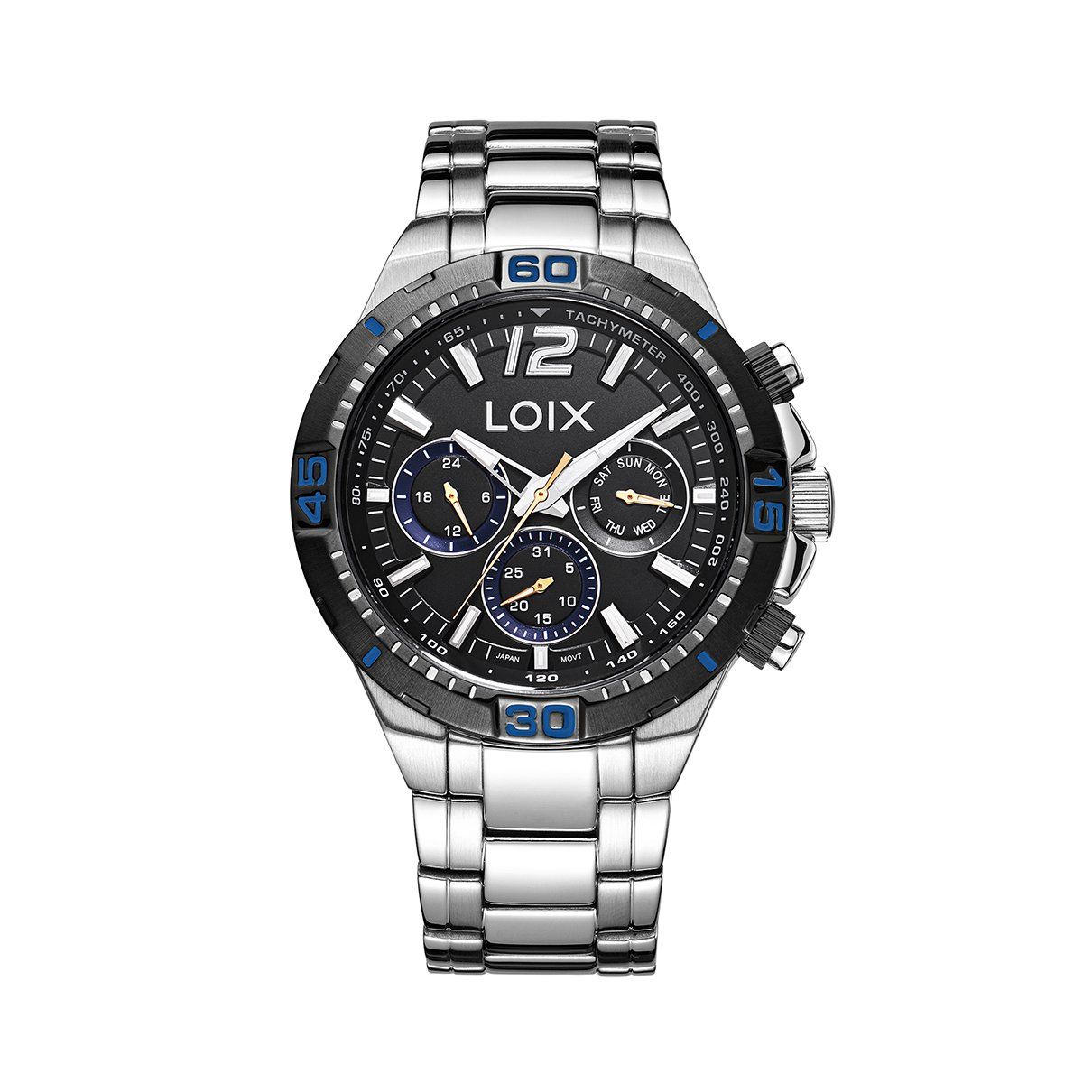 LOIX - Reloj hombre L2134-1 plateado con tablero negro