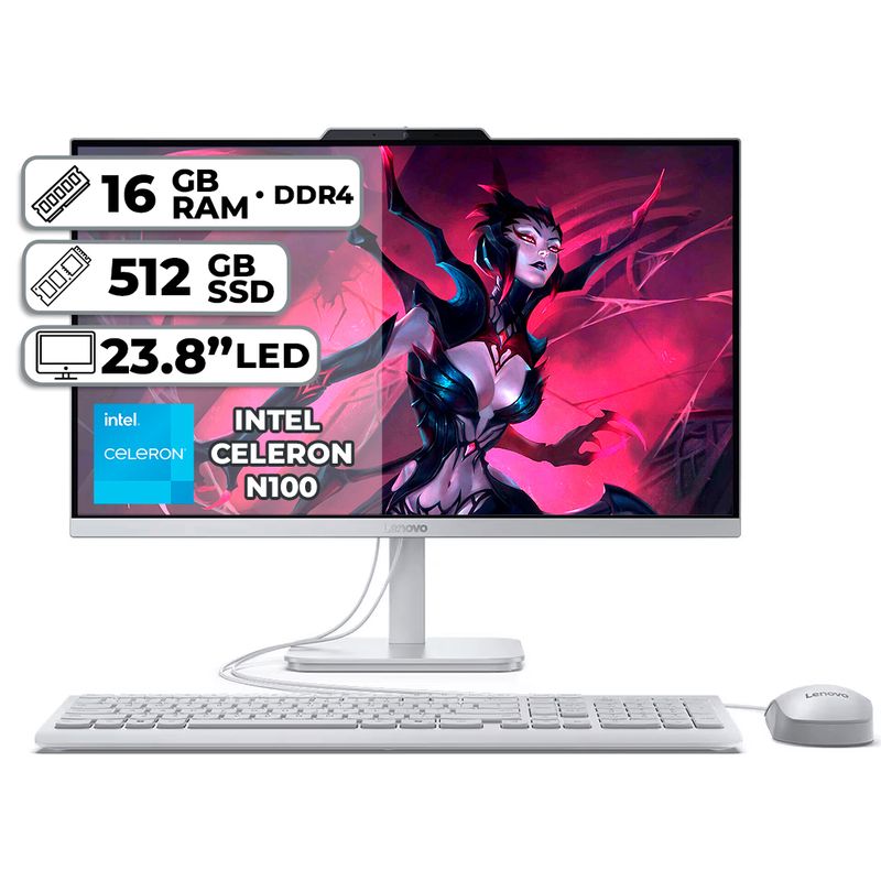 LENOVO - TODO EN UNO LENOVO AIO A100 INTEL CELERON N100 16GB RAM 512GB SSD 238 LED