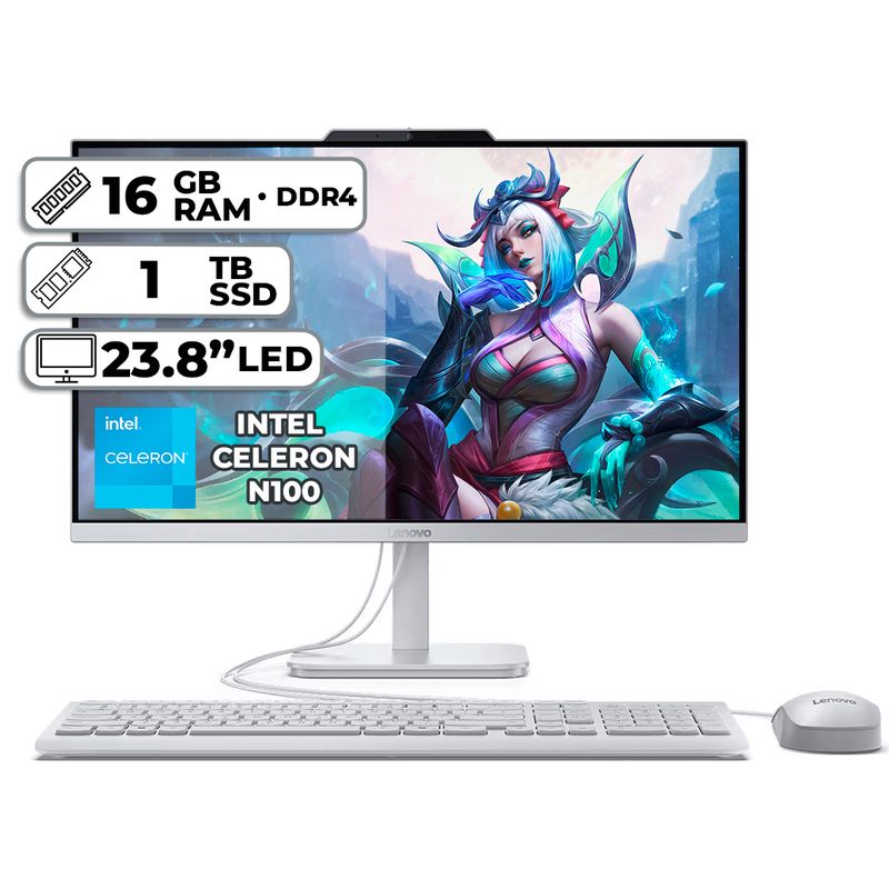 LENOVO - TODO EN UNO LENOVO AIO A100 INTEL CELERON N100 16GB RAM 1TB SSD 238 LED