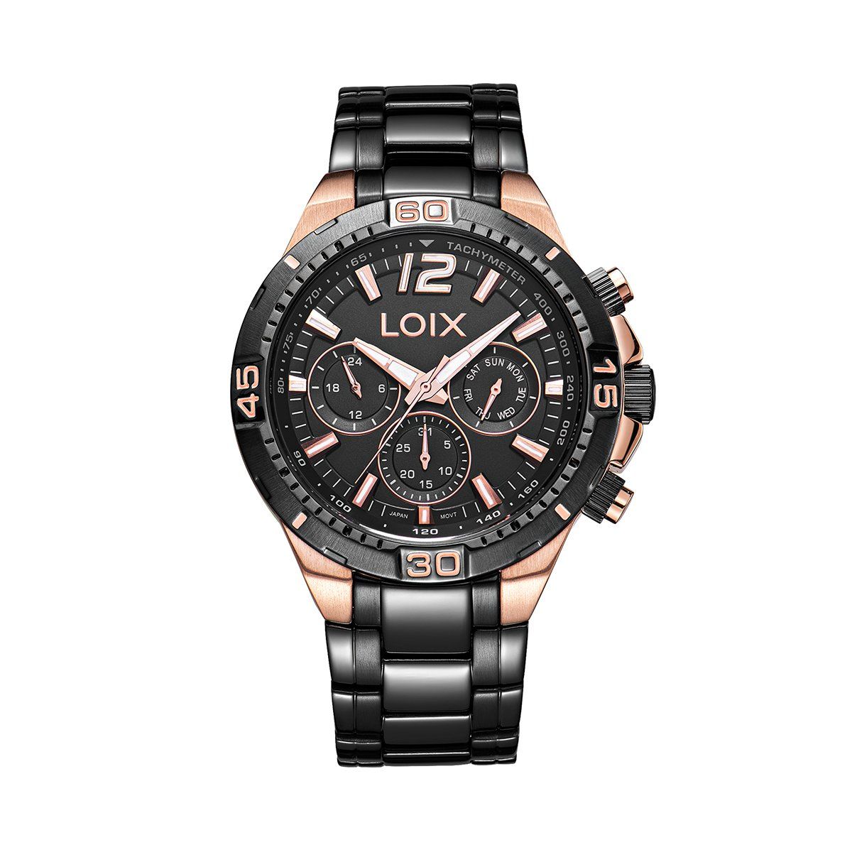 LOIX - Reloj hombre L2134-3 negro con oro rosa tablero negro