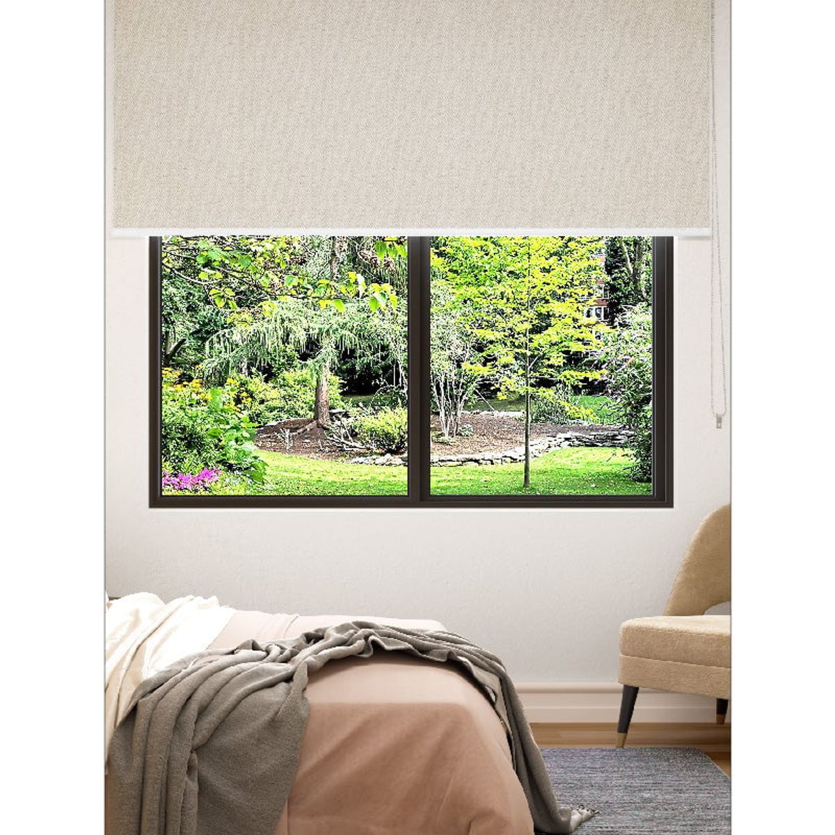 NOVELTY HOME - Cortina Enrollable Blackout Beige Jaspe 100x180 cm Novelty Home