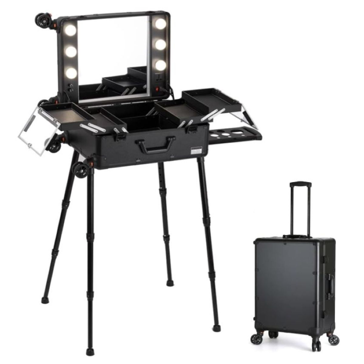 ZHOPI CO - Maleta Mesa De Manicura Plegable Con Ruedas Luces Led